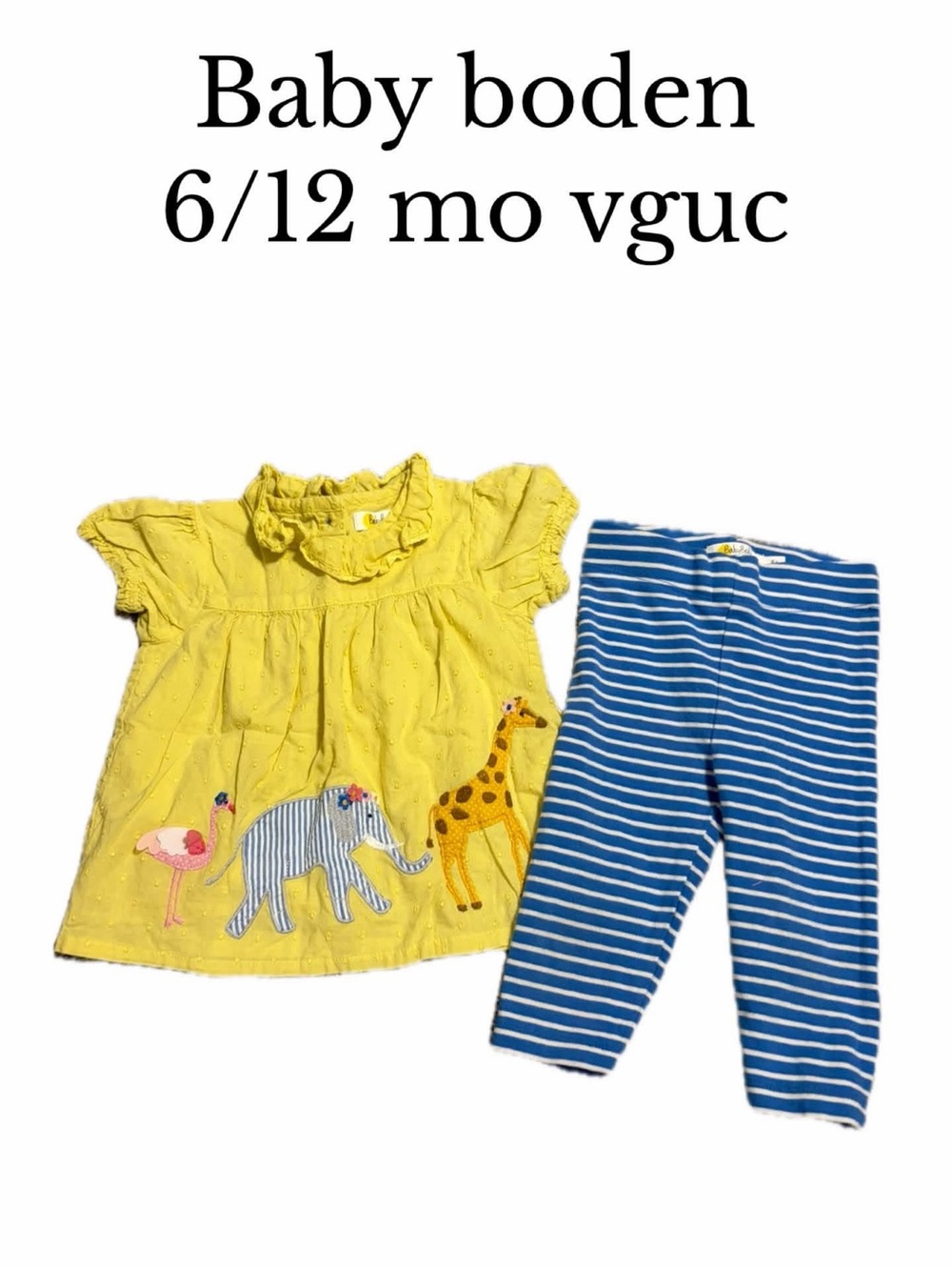 Baby boden 6-12 month zoo animal shirt and leggings